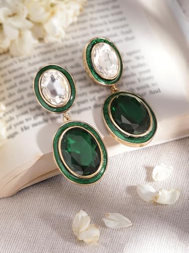 Image of Rubans Drop Earrings American Diamond Crystal Stylish Trendy Jewellery Gift for Women & Girls