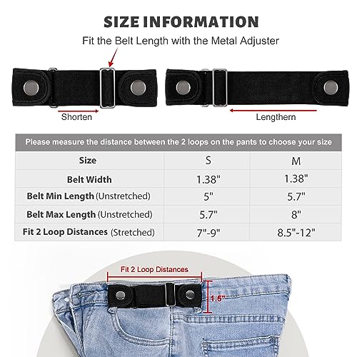 BELTROAD No Buckle Belts for Men Women Side Belt without Buckle Elastic Stretch Adjustable Belt for 1.5 Inch Belt Loops