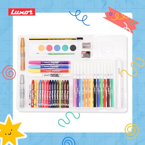 Image of Luxor Doodles Super Combo Art Set - Ignite Imagination with Diverse Crayons, Sketch Pens, Water Colors, Glitter, Glue, Eraser & Sharpener, Ultimate Creative Kit for Kids' Artistic Adventures