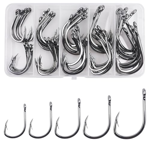 Hameçons ronds anti-corrosion lot de 50 en acier inoxydable pointe pointue pour mer