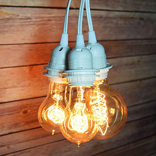 Fantado 19Ft Triple Socket Plug In White Pendant Light Cord For Lanterns Durable Hanging Lamp Kit For Home, Shop Or Garage With On/Off Switch #TOP5