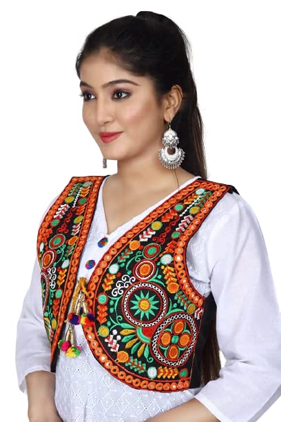 Shivam Fashion,Embroidery Ethnic Jacket for Women(Size -Medium- Length-16, Chest (Burst)-38 Inch) Black-picture-53