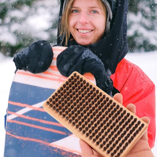 Alipis Cepillo para Estructura de Snowboard Mango de Madera, Cepillo de Limpieza para Patinetas, Depurador Compacto y Ligero para Mantenimiento y Limpieza de Cera en Tablas de Snowboard, - imagen 9