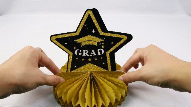 Decorazione Laurea Nido D'Ape 2024 - Centrotavola Nero Oro Per Festa - Foto 3