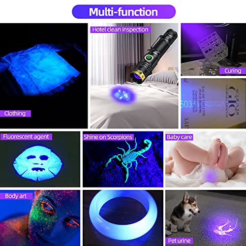 Darkdawn Uv 395Nm Light Flashlight Usb Rechargeable Ultraviolet Led Woods Lamp Portable Blacklight For Cat Urine Detection Dry Stains, Uranium Glass, Resin Curing, D300 395 Nm #TOP4