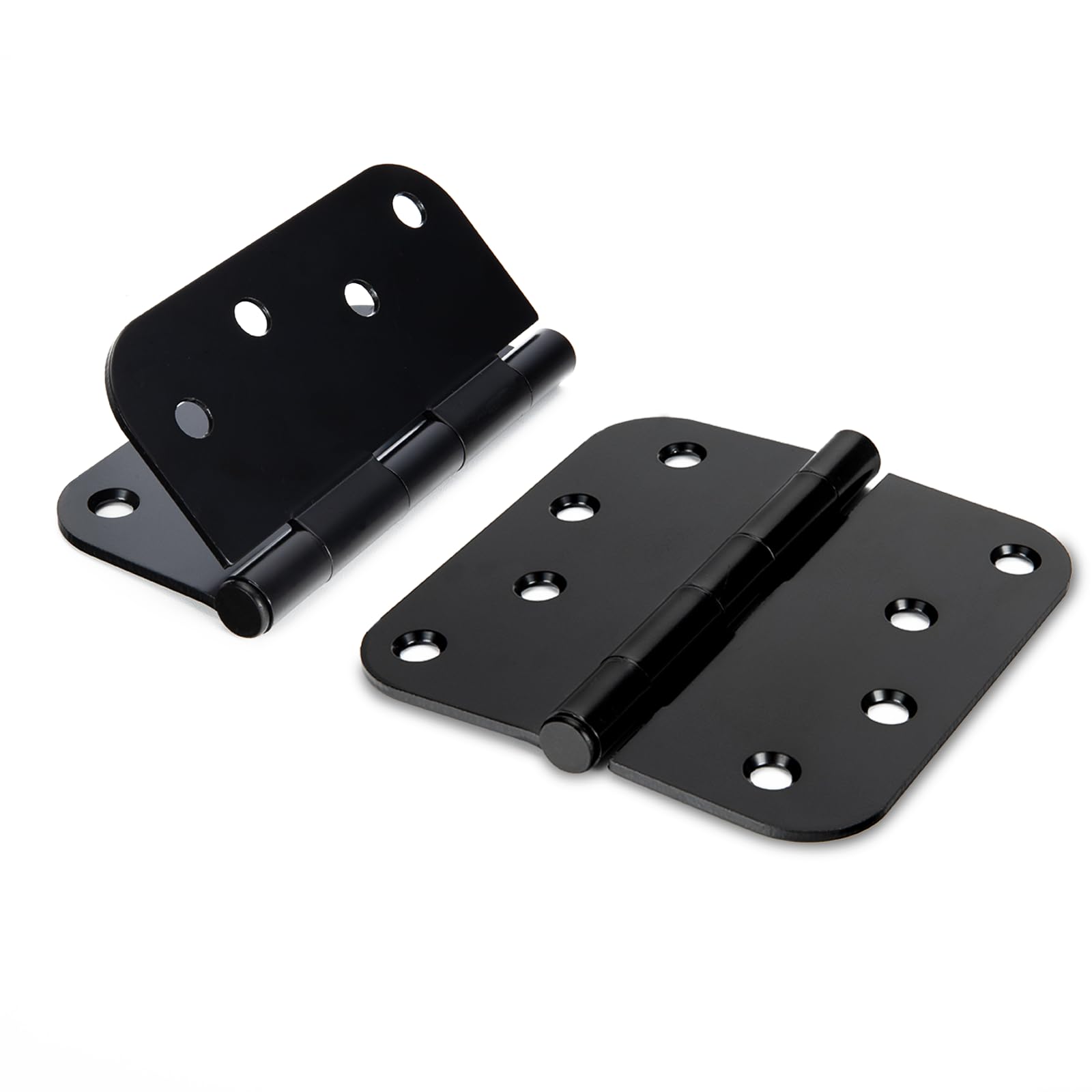 Haidms12 Pack Exterior Door Hinges 4 Inch Matte Black Door Hinges with 5/8" Radius Corner Removable Pin Full Mortise for Heavy Duty Hardware