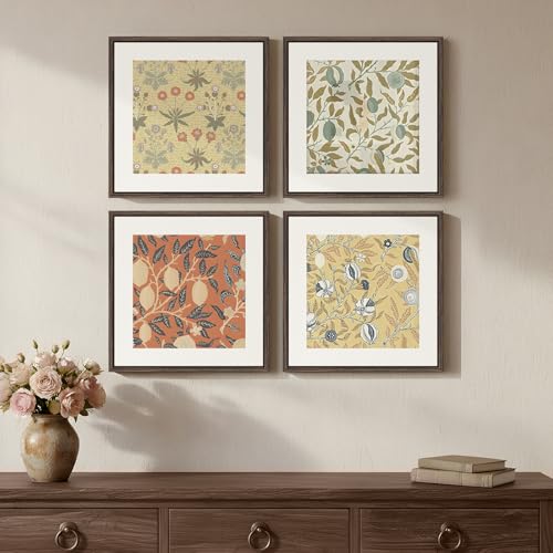Framed William Morris Wall Art Set of 4, Vintage Botanical