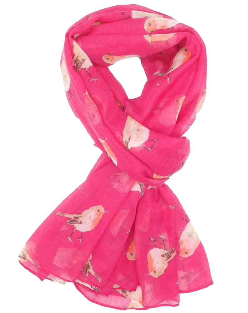 The Olive House Women's Pink The Olive House® Christmas Winter Robin Bird Scarf Cerise