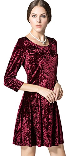 Robe manches 3/4 femme rouge vin pour vos sorties et journées de bureau