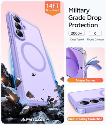 Image of FNTCASE for Samsung Galaxy S26+ Plus Case: [Fit for Magsafe] [Full Camera Protection + Screen Protector] Translucent Matte Military Grade - Shockproof Protective Phone Cover for S26 Plus - Purple