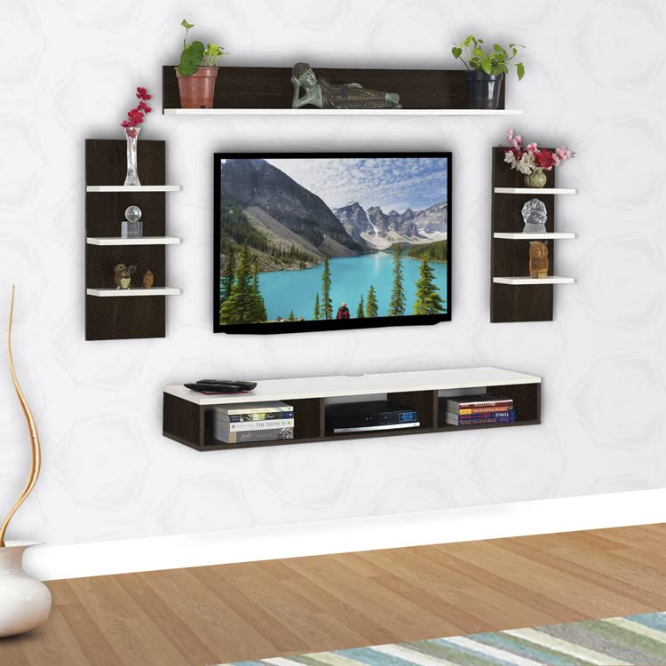 Image of DELITE KOM Eli Engineered Wood TV Entertainment Unit (Finish Color - Flowery Wenge White, DIY(Do-It-Yourself) (30x120x90.5)
