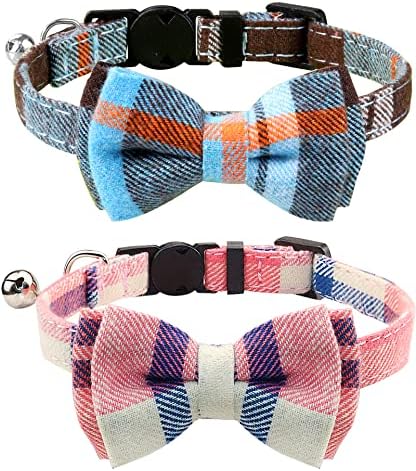 Joytale Christmas Cat Collar with Bell and Bow Tie, Quick Release Safety Collars for Kitten and Cats, 1 Pack, Christmas Red