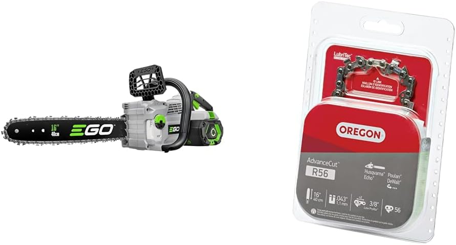 CS1613 16-Inch 56-Volt Lithium-ion Cordless Chainsaw with 4.0Ah battery and charger inclu & Oregon R56 AdvanceCut Chainsaw Chain for 16-Inch Bar -56 Drive Links