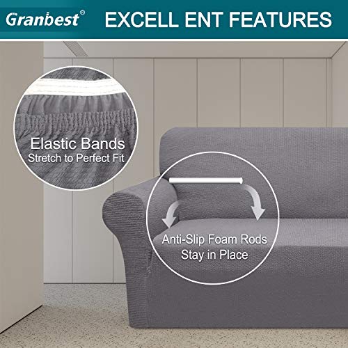 Granbest Super Soft Chair Covers 1-Piece Luxurious Sofa Slipcovers For Living Room Washable Non Slip Furniture Protector Couch Covers For Dogs With Elastic Bottom(Small, Light Gray) #TOP3