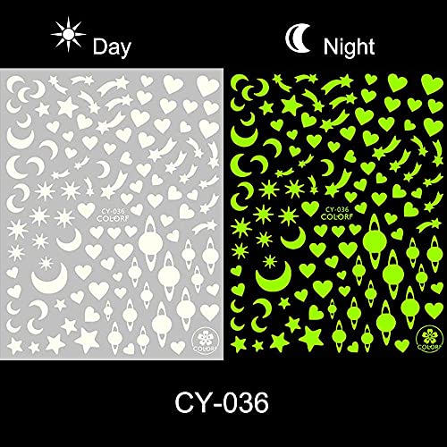 6 Sheets Luminous Nail Art Stickers 3D Self-Adhesive Nail Art Supplies Nail Decals 6 Sheets Butterfly Nail Art Stickers Flame Star Moon Designer Stickers Heart For Acrylic Nails Design Nail Art Decorations #TOP3