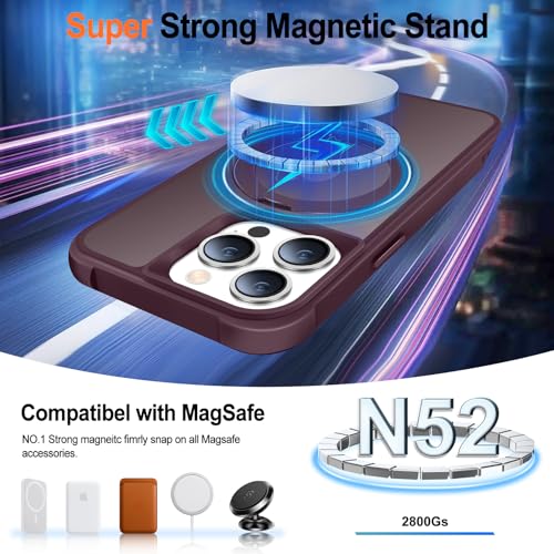 Coque iPhone 15 Pro rouge vin avec support magnétique 360° - 4