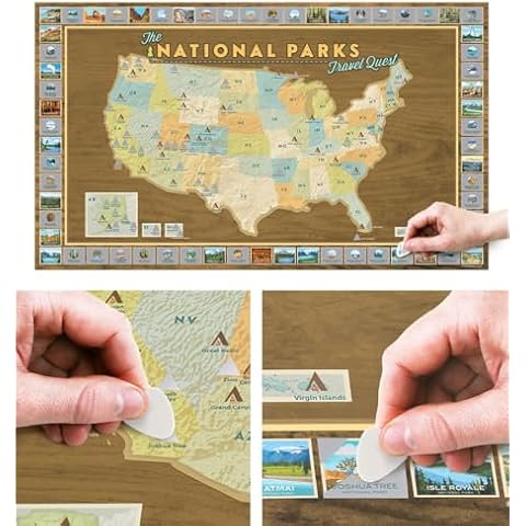Map Your Travels National Park Travel Quest Scratch-Off Map Poster | Includes Scratch-Off Tool (16"x28") UPDATED FALL 2024 Cover