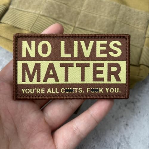 No Lives Matter Patch, Weaving Hook and Loop Patches, Funny Animals Appliques for Backpacks, Trucker Hats, Lunch Bags, Vests, Jackets