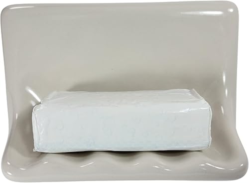 Miniatura 8 de Beige Bone Almond Ceramic Soap Dish Shower Tray Tile in Installation Vintage Mid Century Modern Retro