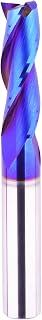 3/8 inch Shank Spiral CNC Router Bits Solid Carbide End Mill 3 Fluter Up Cut with NACO Blue Coated for Grooving Slots Mortises and Wood Carving