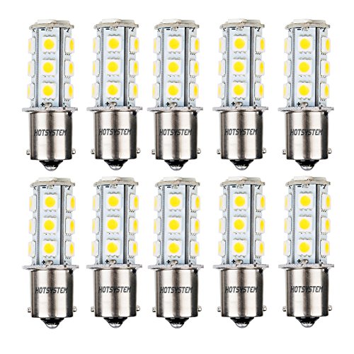HOTSYSTEM LED Light Bulbs 1156 1141 7506 P21W BA15S 18-5050SMD for Car RV SUV Camper Trailer Trunk Interior Reversing Backup Tail Turn signal Corner Parking Side Marker Lights(WarmWhite