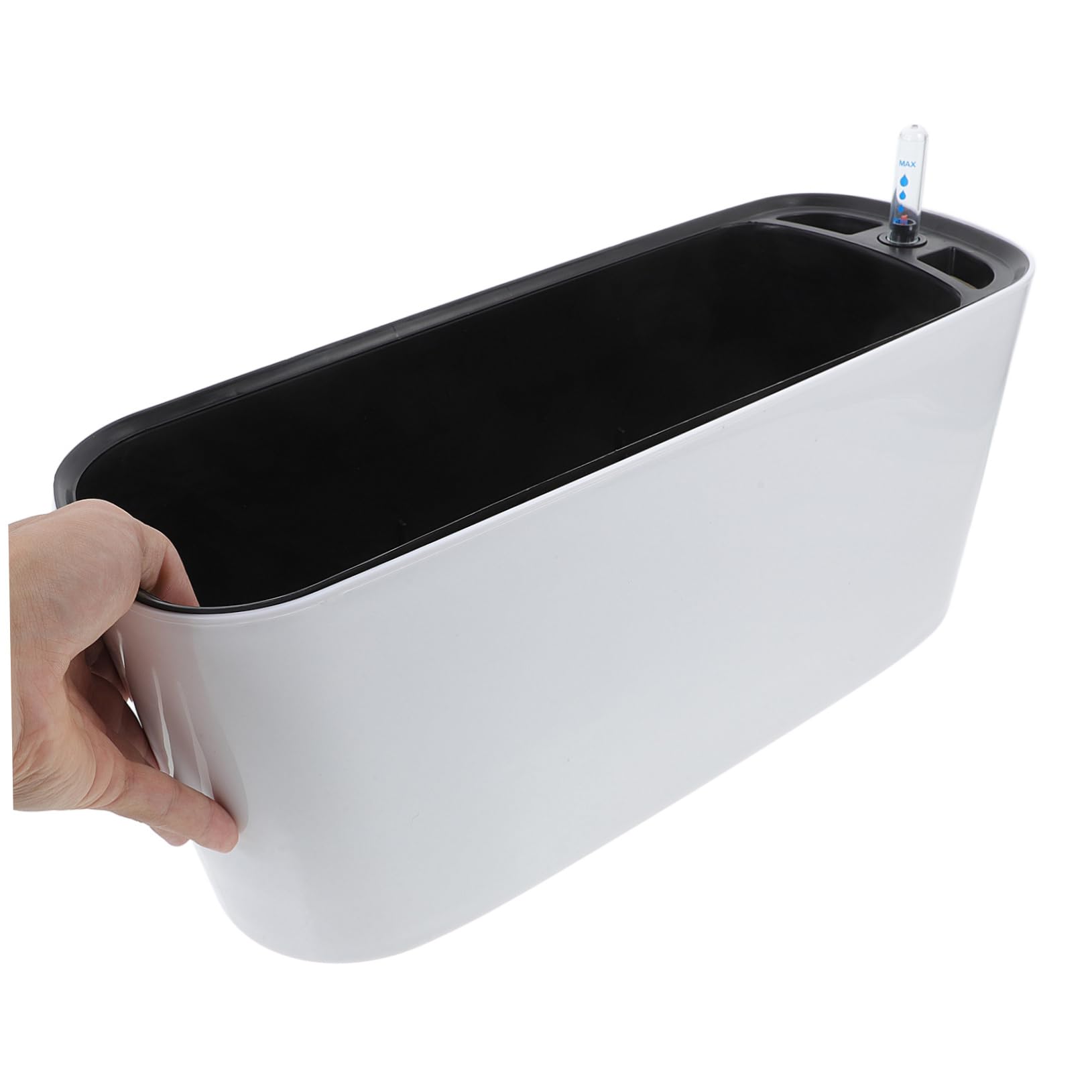 Toddmomy Pot de Fleur Auto Irrigant Rectangulaire avec Indicateur de Eau Pot pour Balcon et Intérieur Auto Arrosage Pratique pour Plantes et Fleurs Moyenne Blanc