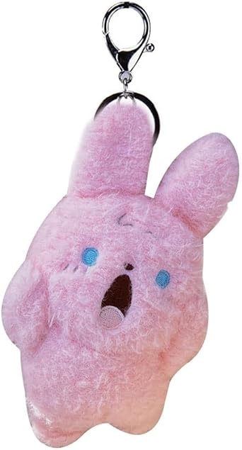 HSYHERE Men Women Boy Girl Super Cute Funny Novelty Screaming Animal Cat Rabbit Keychain Soft Bag Pendant Metal Key Ring