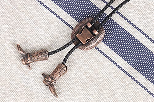 Image of Bolo Ties for Men Western - 3D Cowboy Hat Design With Vintage Boots, Western Bolotie Bola Tie