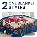 YHSF Korean Mink Blanket - 2 Ply Thick & Soft Reversible Printed Plush - Warm Cozy & Comfy Korean Faux Mink Blanket - Easy Care, Fade-Proof, Flower/Light Blue, Queen Size, 5 LB, 87 in x 75 in