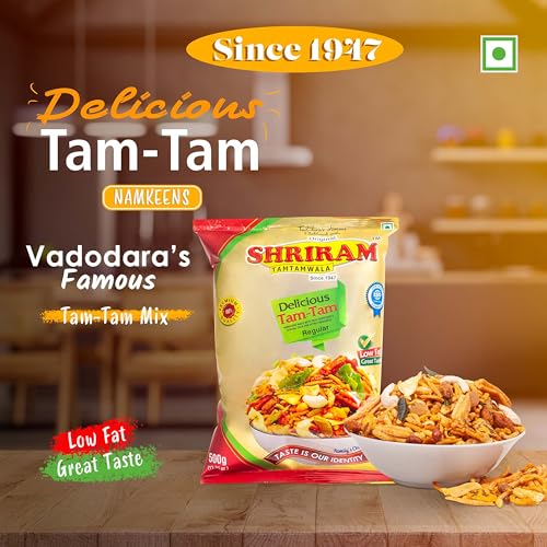 Image of SHRIRAM TAMTAMWALA Delicious Tamtam Regular Mixture Vadodara Tam Tam Bhel Mix Namkeen 500gm (Pack Of 1)