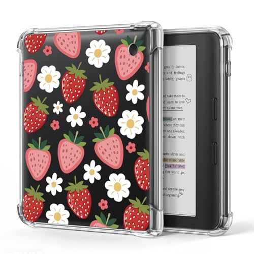 Case for Kobo Libra Colour 7 Crystal Clear Cover with Reinforced Corners & Anti-Yellowing | Lightweight TPU Shell for Scratch & Shock Protection Showcase Your Style (Pink Strawberry Floral)