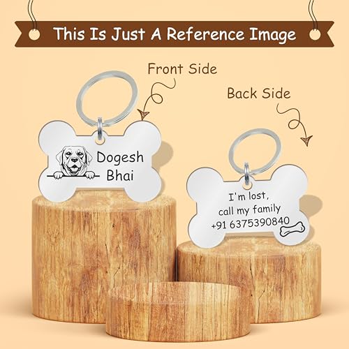 Image of Customized Dog ID Tags Personalize Black Lesser Engraved Name Collar Tag with Breed Face for Your Loving Pet Dog, Cat, Puppy Etc.