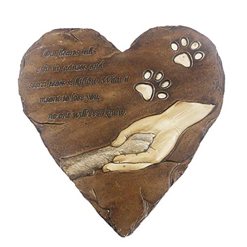 jinhuoba Heart-Shaped Dog Pet Memorial Stones, Hand-Painted Pet Grave Markers Tombstones for Garden Patio Backyard or Lawn,Sympathy Pet Dog Memorial Gifts Outdoor (Brown)