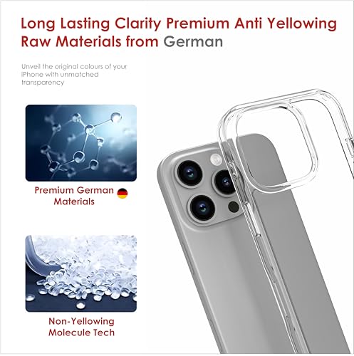 Image of for iPhone Case 16 Pro, [Anti-Yellowing Technology] [Military Grade Drop Protection] Shockproof Slim Hybrid Phone Case for iPhone 16 Pro - Crystal Clear