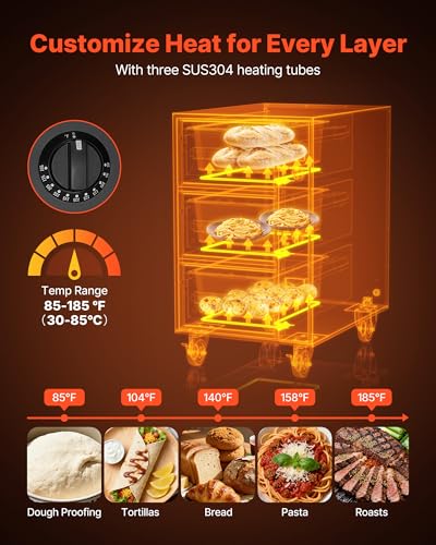 Image of VEVOR Commercial Electric Drawer Warmer, Three-Drawer Stainless Steel Food Warmer, Freestanding Compact Warming Drawer Cabinet, 85F-185F Wide Temperature Range, for Restaurant, Hotel Buffet & Bakery
