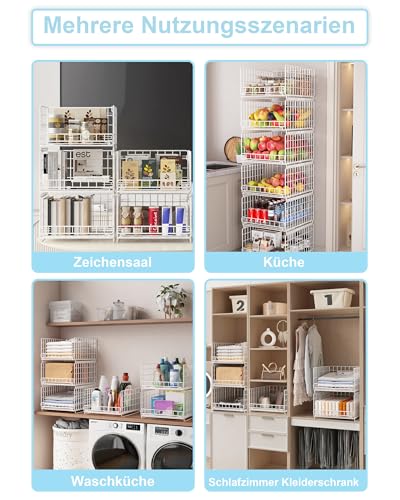 UMDONX 6 Stück Schrank Organizer Kleiderschrank,Ordnungssystem Kleiderschrank,FüR Garderobe,Küche,Wohnzimmer,Waschküche(Weiß)