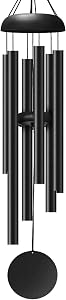 Wind Chimes Outdoor Decor, 32 Inches Deep Tone Windchimes with 6 Thickened Aluminum Tubes, Large Metal Wind Chimes for Outside, Best Gift for Mom Grandma Women, Black