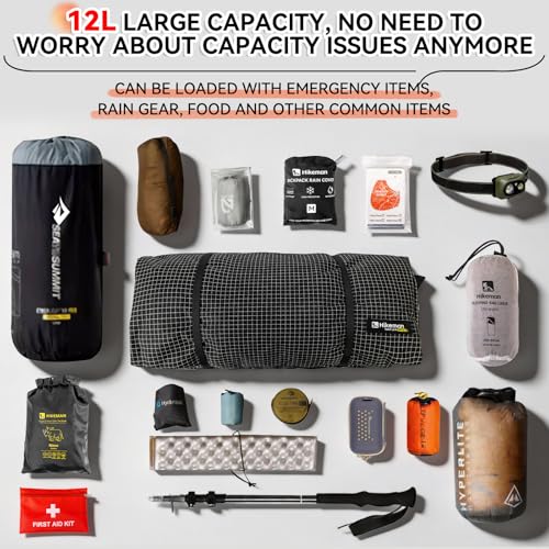 HIKEMAN External Backpack Expansion Pouch 12L, Detachable Add-on Storage Bag, External Storage Pouch for Outdoor Mountaineering Hiking Travel Backpacking (Black)