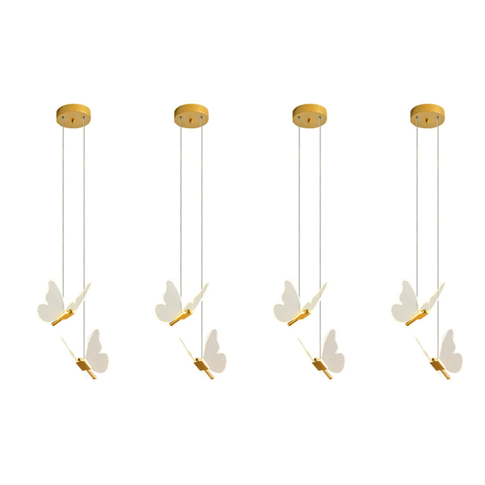 Hndhbfgrt 4X Butterfly LED Pendant Lights Nordic Golden Bedside Chandelier Lighting for Living Room Bedroom Bedside Lamp B