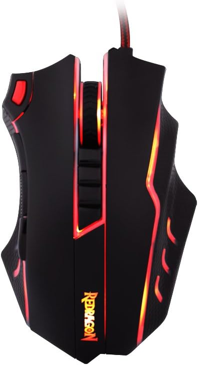 Redragon M802 TITANOBO 24000 DPI High-Precision Programmable Laser Gaming Mouse for PC, FPS, 10 Programmable Buttons, Weight Tuning Cartridge, 5 LED Lighting Modes (Black)