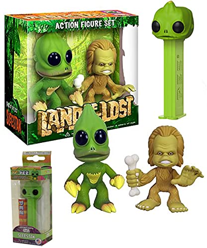 Black Friday - 60% OFF Chaka Land of The Lost Sid Marty Krofft Vinyl Figure 2 Pack Bundled with Sleestak Creature Pez Head Dispenser 2 Items