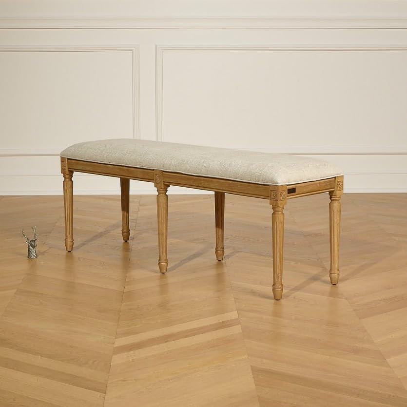 Robin des bois - Stephen : Banc en chêne et Tissu Lin Premium Beige
