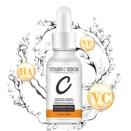 Vitamin C Serum with Hyaluronic Acid, Vitamin E - Anti-Wrinkle Anti-Aging Serum for Face and Neck -Antioxidant Serum for Fine Lines, Age Spots, Sun Damage, Dark Circle-1 fl.oz