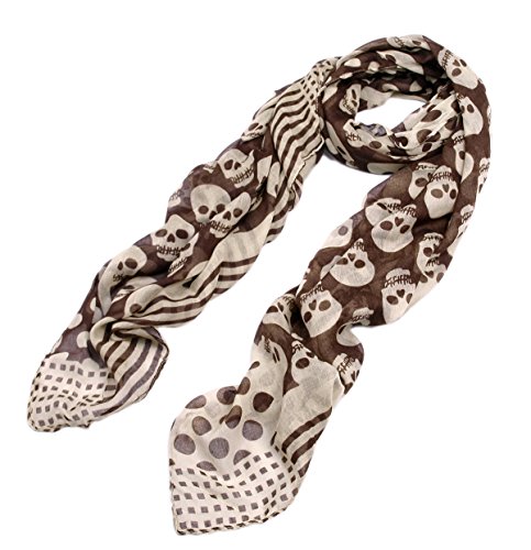TrendsBlue Unique Premium Skull Head Scarf Wrap with Polka Dot Border2