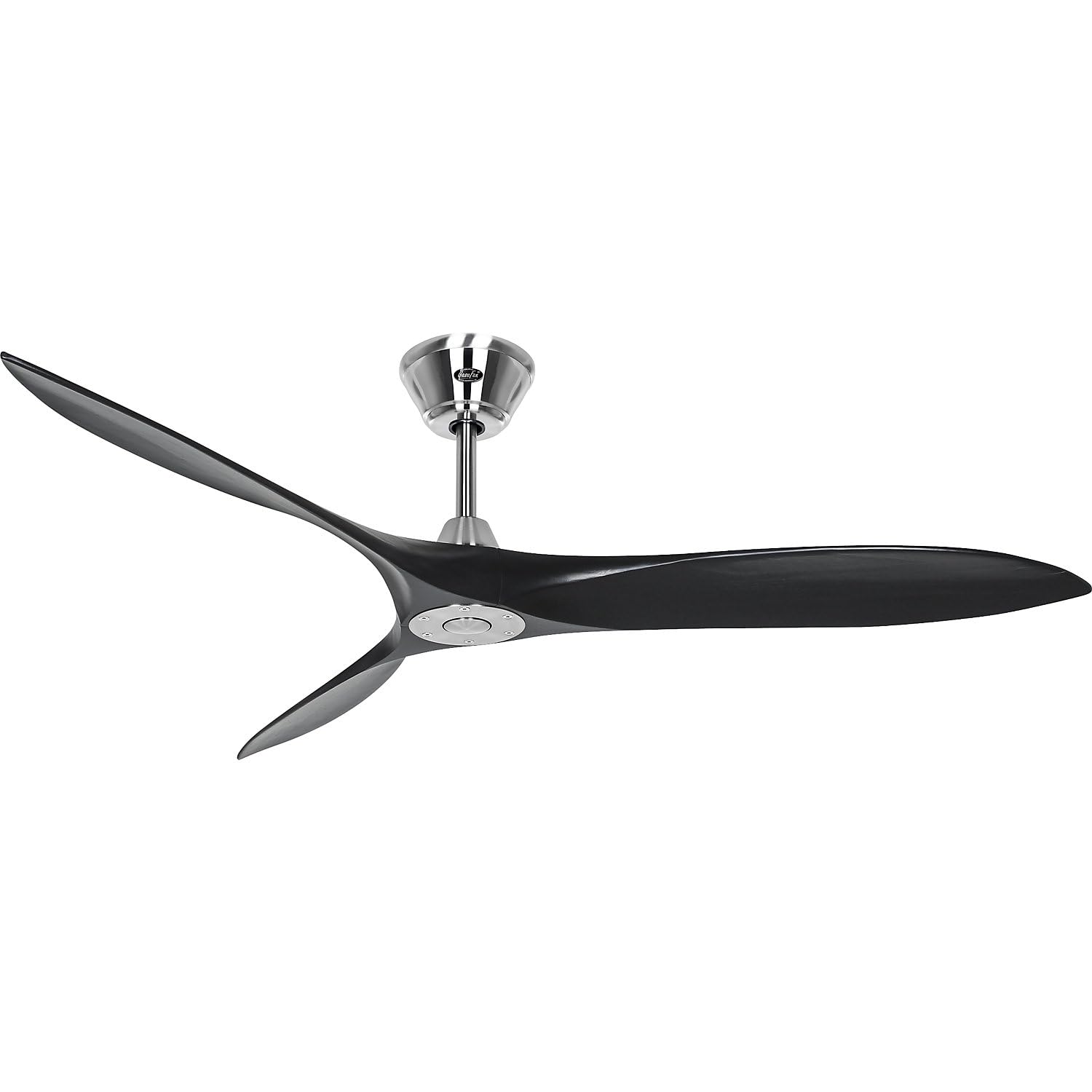 CasaFan Ventilateur de plafond Eco Airscrew 315241 152 cm Moteur DC basse consommation/chrome satiné/pales bois/noir mat