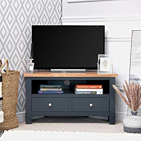 The Furniture Outlet Salisbury Blue Painted Oak Corner Tv Unit Cover