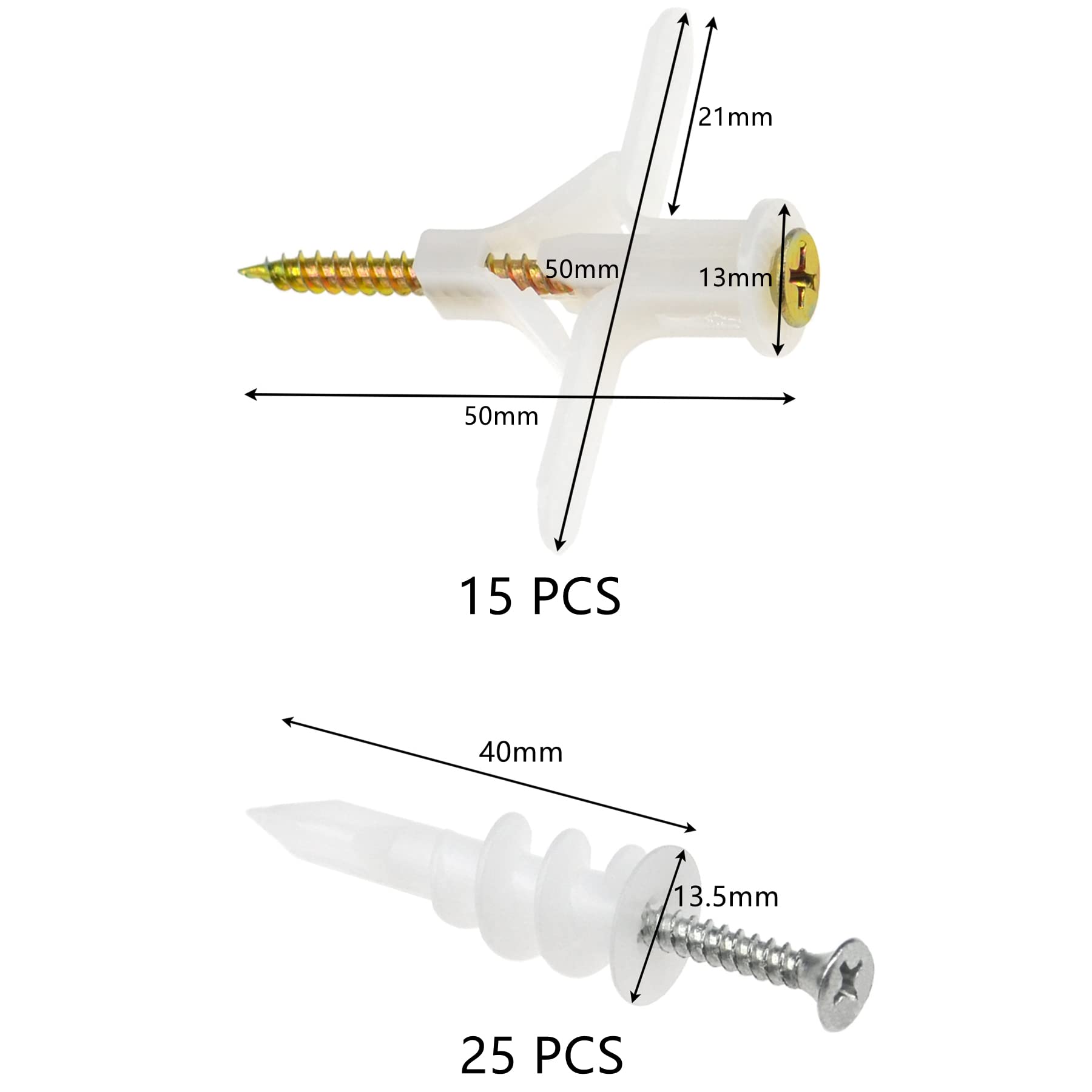 Self Drilling Drywall Plastic Anchors with Screws - Hardware&Tools