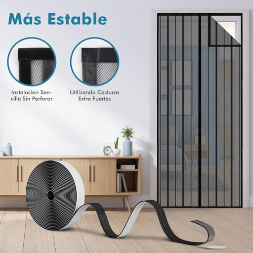 Miniatura 4 de Sekey Cortina Magnética a Prueba de Mosquito para Puertas de Madera, Hierro, Metálicas, Balcón y RV - Cierre Magnético Automático, 210 x 100 cm, Negro
