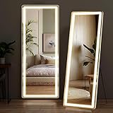 NEWBULIG Full Length Mirror with Stand 21'×64', LED Light Floor Standing with 3 Color Lighting for Bedroom Body Hanging Modern Simple Home Decor Wall Living Room Cloakroom