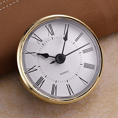 HICARER 2.8 Pulgadas (70 mm) Reloj de Cuarzo con números Romanos Insertar con Ajuste de Oro